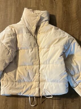 Wild Fable Cream/Light Beige Duvet Puffer Jacket, size S